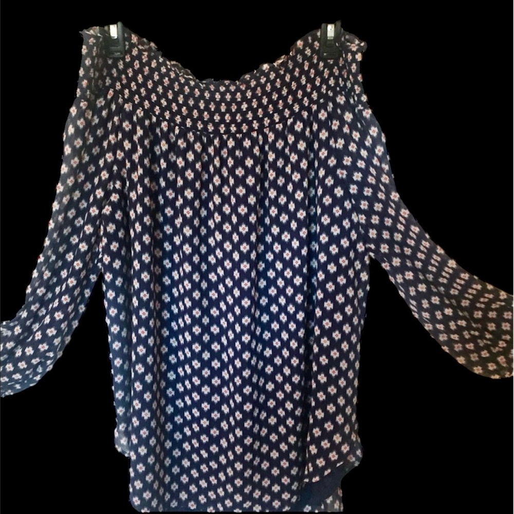 Michael Kors Navy and Pink Blouse